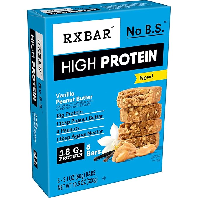 RXBAR High Protein Bars Gluten Free Protein Snacks Vanilla Peanut Butter (6 Boxes 30 Bars)