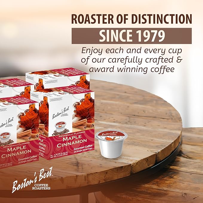 Boston’s Best - Maple Cinnamon Flavored Delicious Gourmet Coffee Compatible with Keurig Coffee Maker 24 Count (Pack of 4)