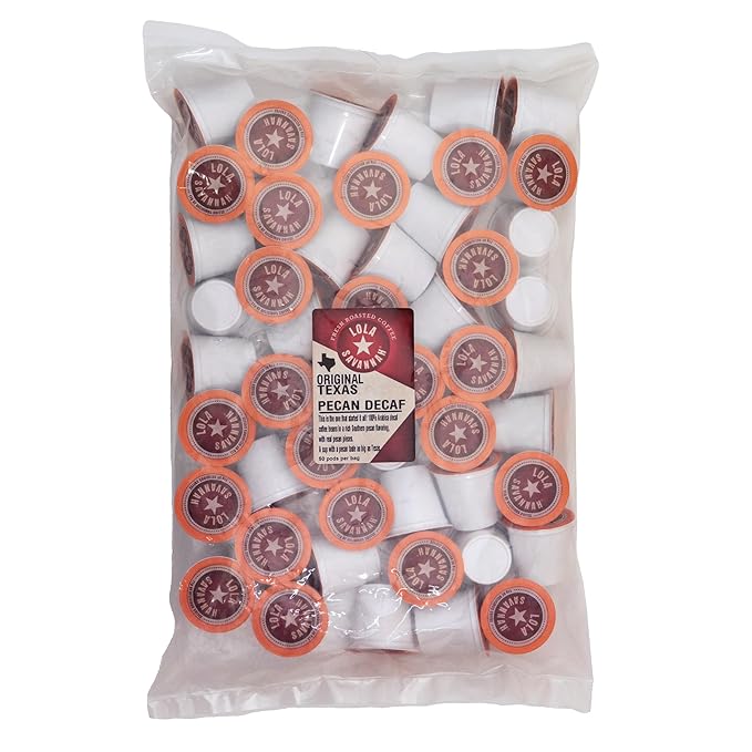 Lola Savannah Texas Pecan Decaf Coffee Pods Flavored Coffee in Pod Shaped Containers 50 Count