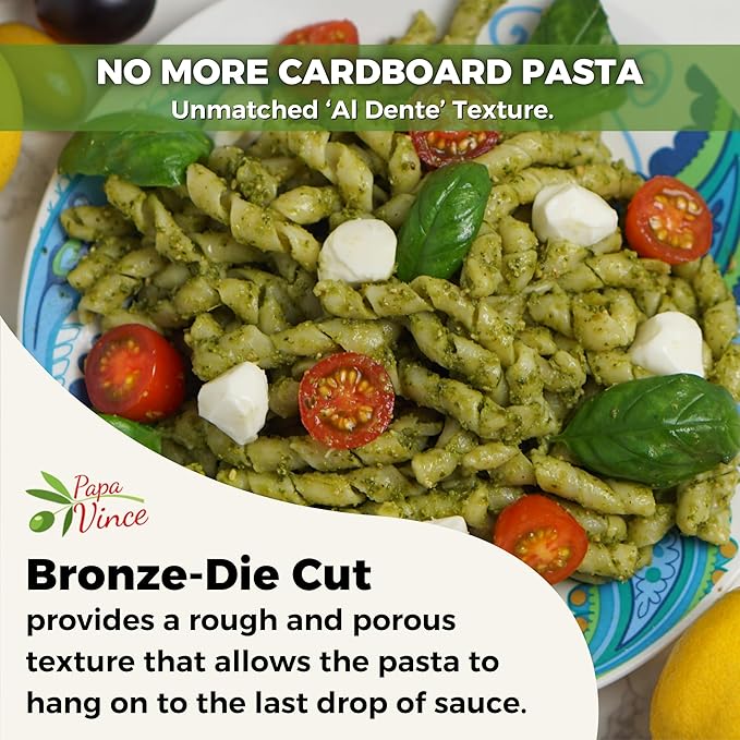 Papa Vince Organic Whole Wheat Pasta - Non enriched no bleached made from ancient grains durum &amp timilia grown in Sicily Italy. No funny taste al dente texture minimal processed small batch p
