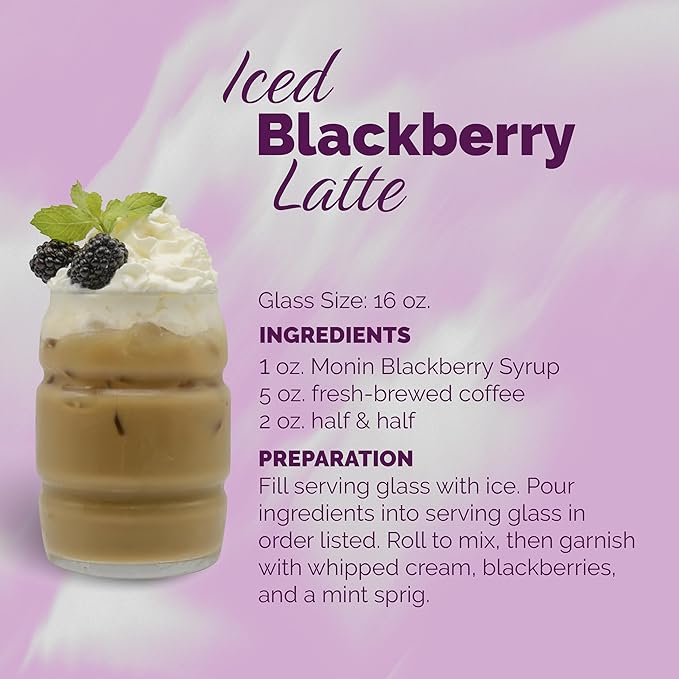 Monin - Blackberry Syrup Delicious Berry Flavored Syrup Cocktail Syrup Authentic Flavor Drink Mix Simple Syrup for Iced Tea Lemonade Cocktails &amp More Clean Label Gluten-Free (1 Liter)
