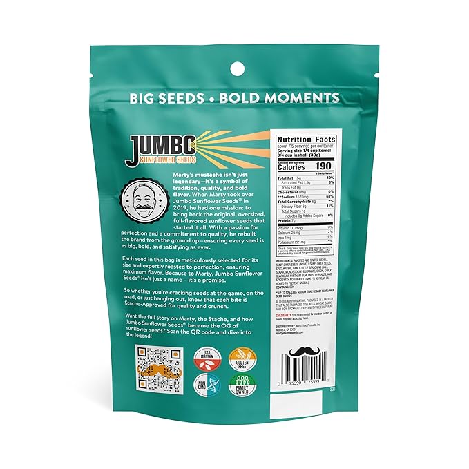 JUMBO SUNFLOWER SEEDS Ranch 16-Ounce (Pack of 6)