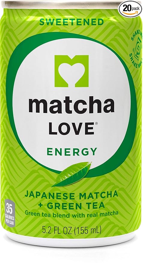 Matcha Love Green Tea Sweetened Energy Shots 5.2 Ounce (Pack of 20)