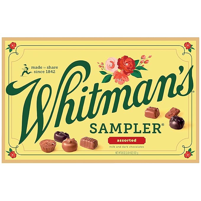 WHITMAN'S SAMPLER Assorted Milk &amp Dark Chocolate Candy Gift Box 36 oz.