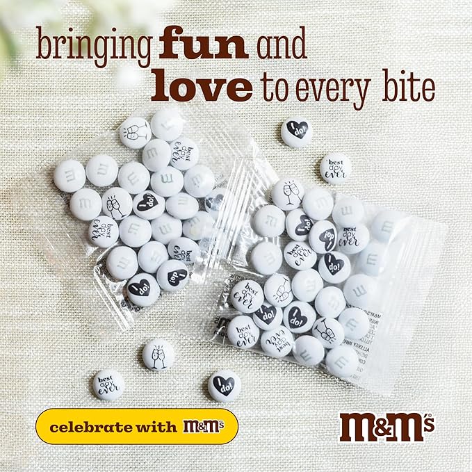 M&ampM's World Milk Chocolate Wedding Candy Favors 20 Pack of 0.75oz Perfect for Wedding Reception Bridal Favors Rehearsal Dinner and Table Decor