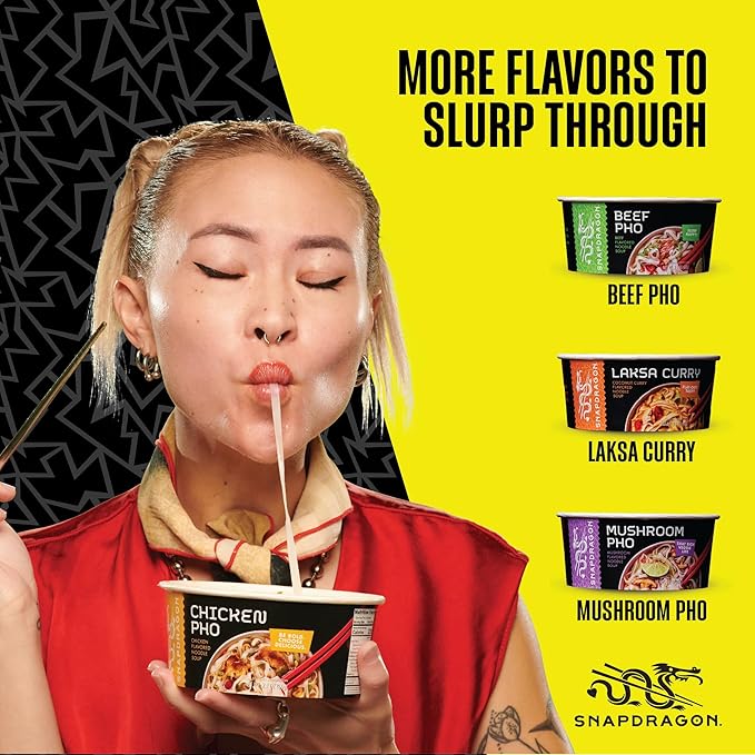 Snapdragon Chicken Pho Instant Noodle Bowl Six Pack Rich Chicken Flavored Broth with Rice Noodles Gluten Free No Artificial Flavors 6 2.1oz Bowls