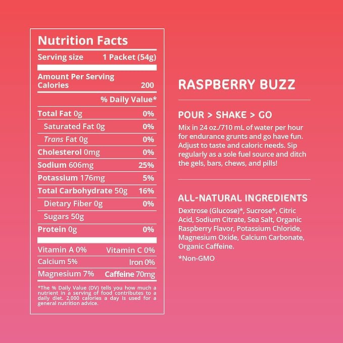Tailwind Nutrition Endurance Fuel Caffeine Drink Powder Mix Single Serving with Electrolytes Non-GMO Free of Soy Dairy and Gluten Vegan-Friendly Raspberry Buzz Pack of 12