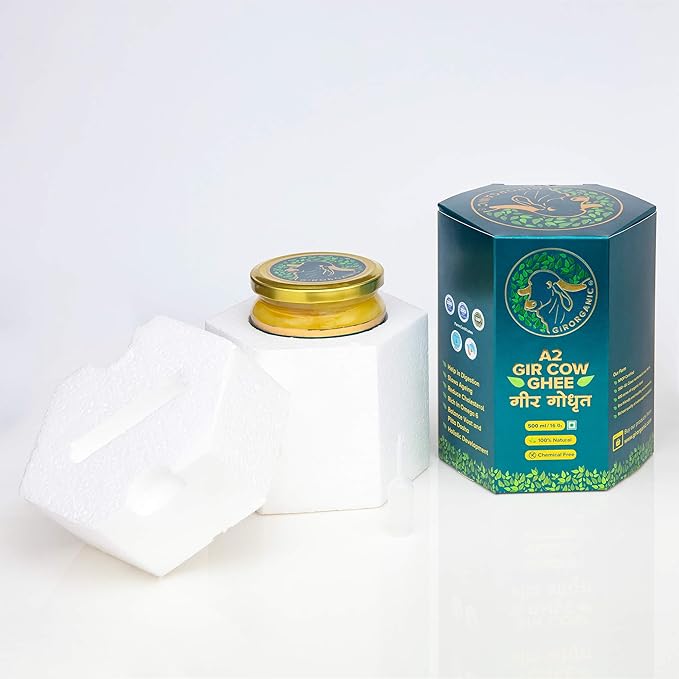 GirOrganic Grass Fed A2 Ghee | Clarified Butter (16 Oz) - Unsalted Gir Cow Ghee Butter - Organic Ghee Oil - Pasture Raised Lactose-Free 16 Oz