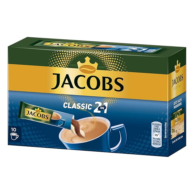 Jacobs 2 in 1- Instant Coffee with Cream (10 x 16 g)-Pack of 2