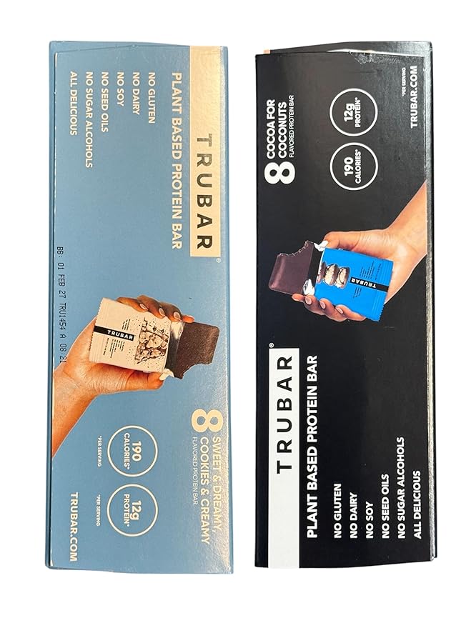 TRU_bar Plant Based Protein Bar Sweet &amp Dreamy Cookies &amp Creamy and Cocoa for Coconuts 16 Count 1.76 oz Bars No Gluten 1 pack