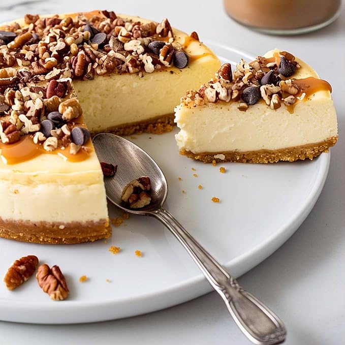 ANDY ANAND CHOCOLATIER Luxurious 9 Turtle Cheesecake | Freshly Baked With California Cream Cheese Chocolate Chips Nuts &amp Caramel | No Preservatives All-Natural Ingredients | Exquisitely Rich &