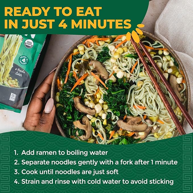 Lotus Foods Jade Pearl Organic Rice Ramen - Gluten Free Rice Ramen Whole Grain Ramen Noodles Organic Vegan Rice Noodles Low Sodium Non Gmo Usda Organic - 10 Oz Bags (Pack Of 6)