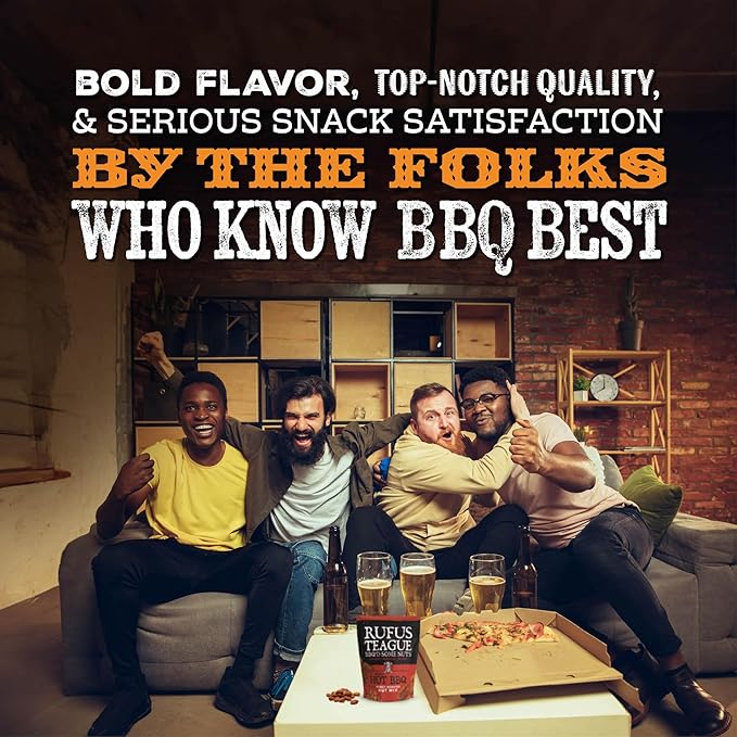Rufus Teague Hot BBQ Honey Roasted Nuts Mix Sweet &amp Spicy Almonds Cashews &amp Pecans 9 oz Resealable Pouch (No Peanuts) 2 Pack