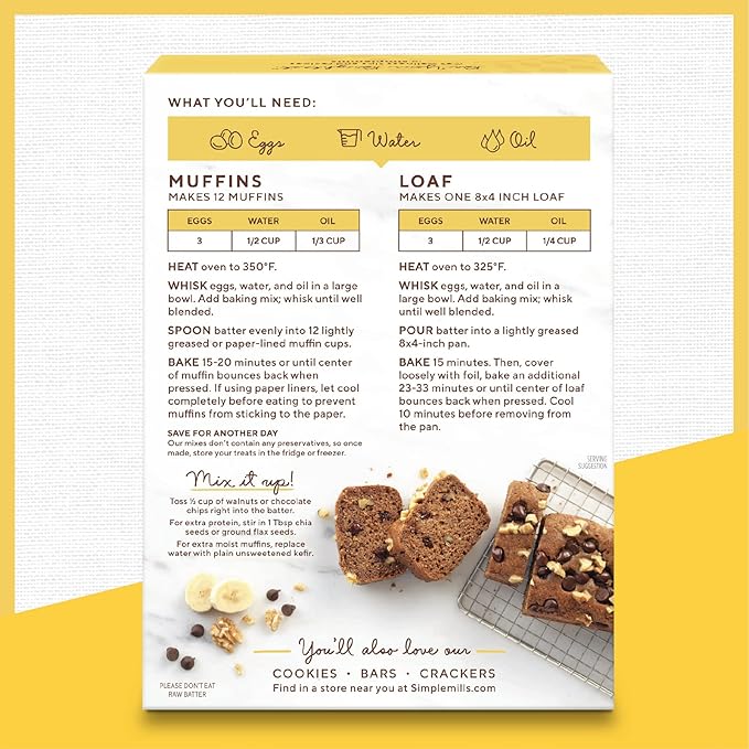Simple Mills Almond Flour Baking Mix Banana Muffin &amp Bread Mix - Gluten Free Plant Based Paleo Friendly 9 Ounce (Pack of 6)
