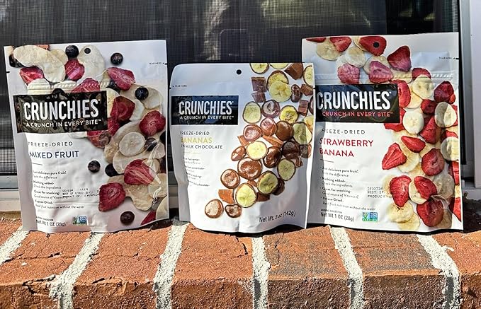 Crunchies Freeze-Dried Fruits 100% All Natural Crispy Fruit Non GMO and Kosher Resealable Freeze Dried Fruit Snack Packs Pack of 6 (Banana Lovers Variety Pack)