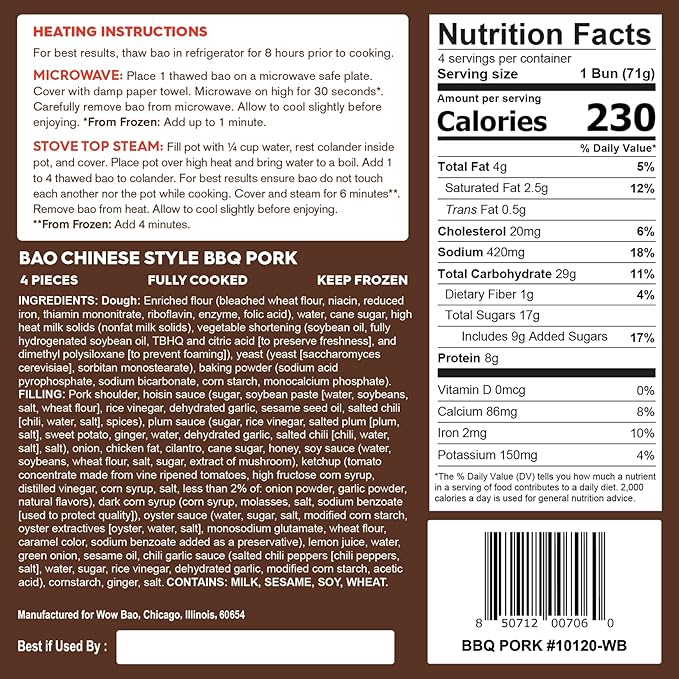 Wow Bao Sampler Pack 4 Bao Per Pack Pack of 4 (40 oz. Net Weight)