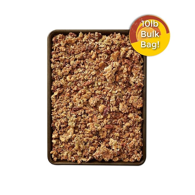 Grandy Oats Organic Granola10lb Bulk Bag - Classic Granola with Organic Oats Pumpkin Seeds Walnuts &amp Cashews - Low Sugar Dairy Free High Protein Granola Non-GMO &amp Kosher - 160 OZ