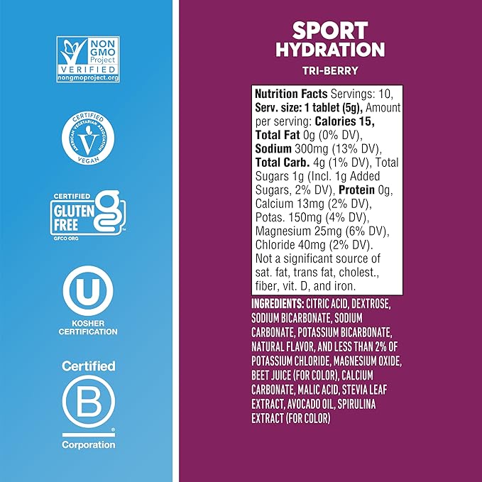 Nuun Electrolyte Drink Tabs Tri Berry 8 Count 1.9 Ounce