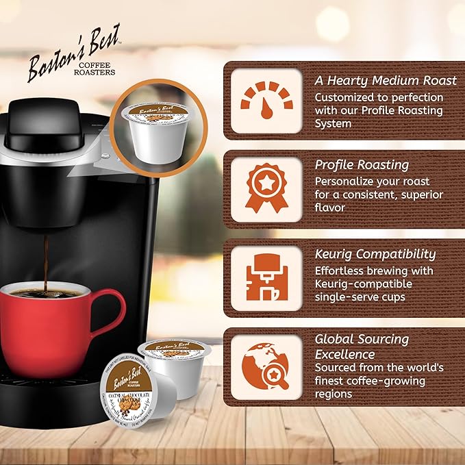 Boston’s Best - Oatmeal Chocolate Chip Cookie Flavored Coffee Blend Dessert Gourmet Compatible with Keurig Coffee Maker 1 Count (42 Single Serve Medium Roast Cups)