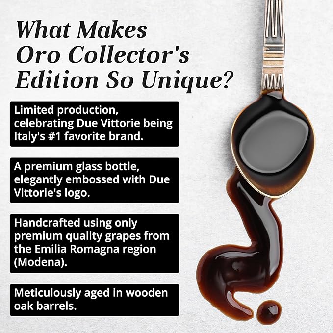 Due Vittorie Oro Gold Barrel Aged Balsamic Vinegar of Modena IGP - Special Edition in Glass Decanter Traditional Aged Balsamic Vinegar from Italy - 8.45 fl oz (250 ml)