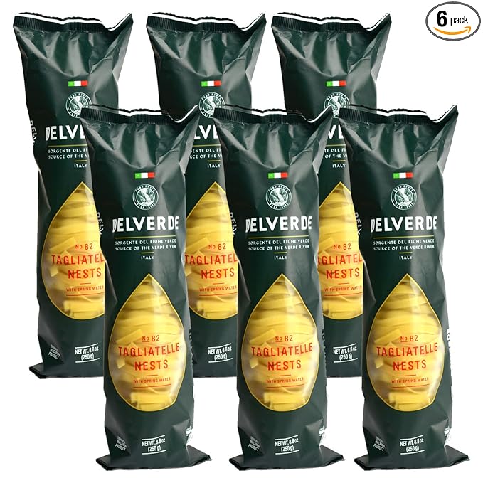 Delverde Artisan Made Tagliatelle Nests with Spring Water Certified Kosher 8.8oz 6 pack