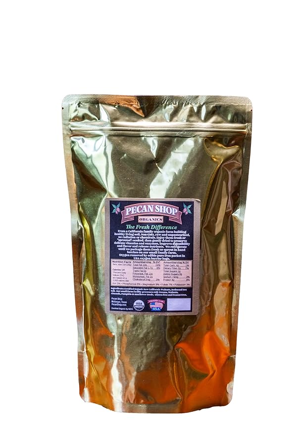 Pecan Shop Sprouted Raw Organic California Walnuts Light Redmond Sea Salt Family Recipe Crispy-Untreated Unpasteurized and Family Orchard grown-12 Ounce