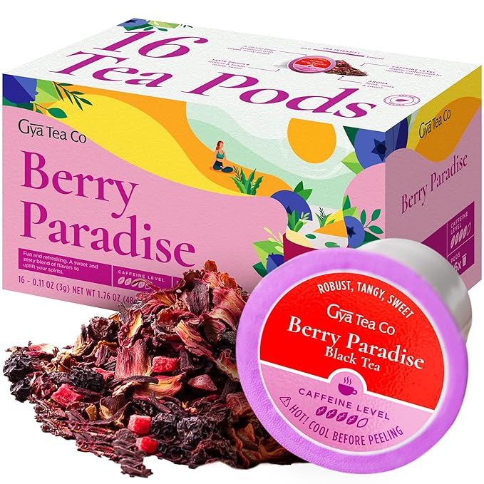 Gya Tea Co Berry Paradise K Cups Tea Pods Variety Pack &amp Cinnamon Apple Herbal Tea K Cups Variety Pack for Keurig 2.0 &amp1.0