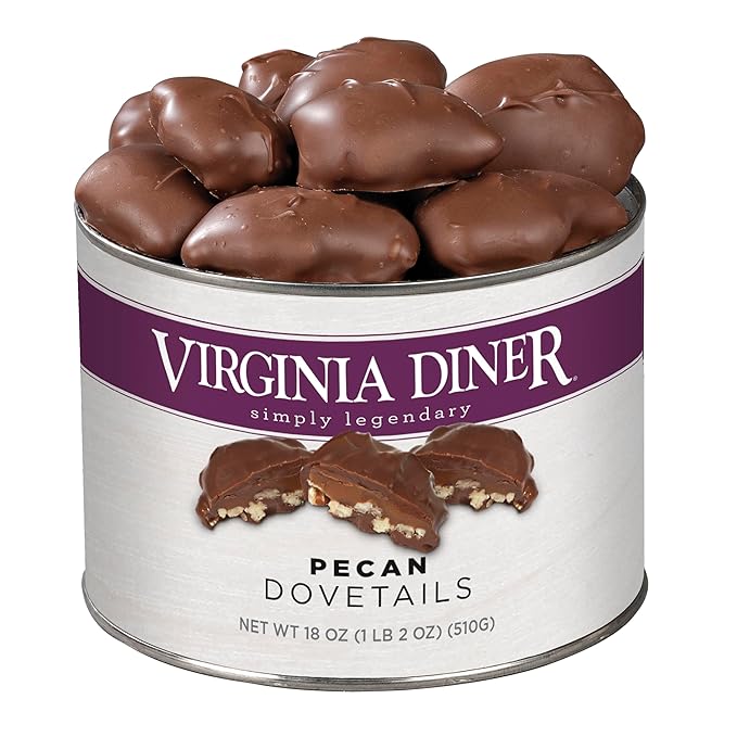 Virginia Diner Chocolate Pecan Dovetail Candy Clusters with Caramel - Preservative Free Gifts from Virginia Since 1929-18 Oz