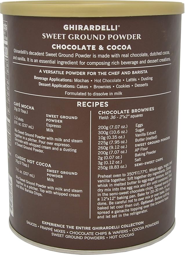 Ghirardelli Chocolate Company Sweet Ground Chocolate &amp Cocoa Gourmet Powder 3 lbs with Ghirardelli Stamped Barista Spoon
