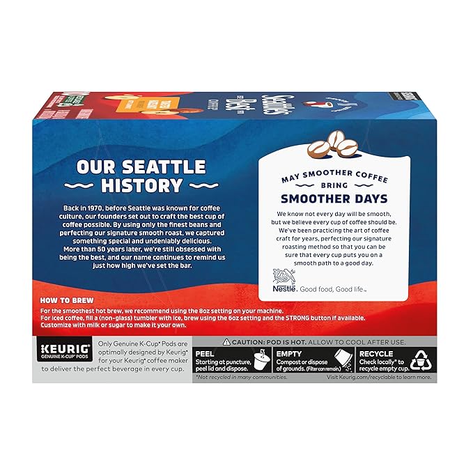 Seattle’s Best Coffee Flavored K-Cup Coffee Pods Toasted Hazelnut 100% Arabica 6 Boxes (60 Pods Total)