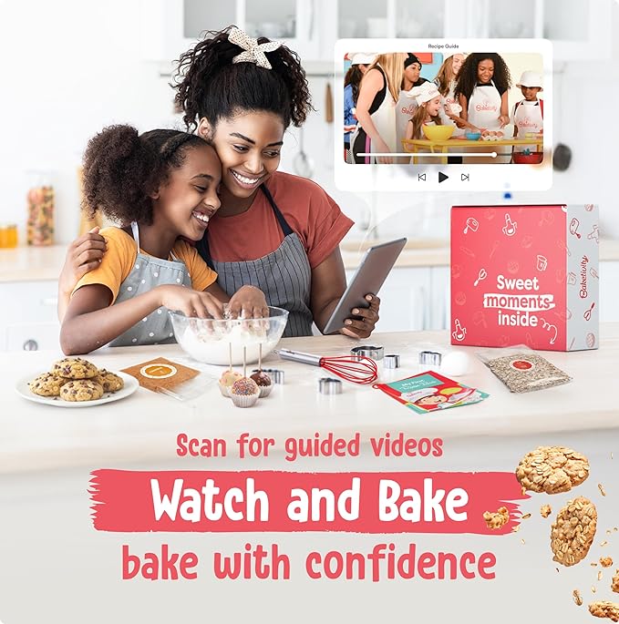 Baketivity 3-Month Baking Subscription Kit for Kids – Pre-Measured Ingredients Step-by-Step Recipes Bake-Along Videos and Hands-On Learning – Fun Gift for Boys &amp Girls