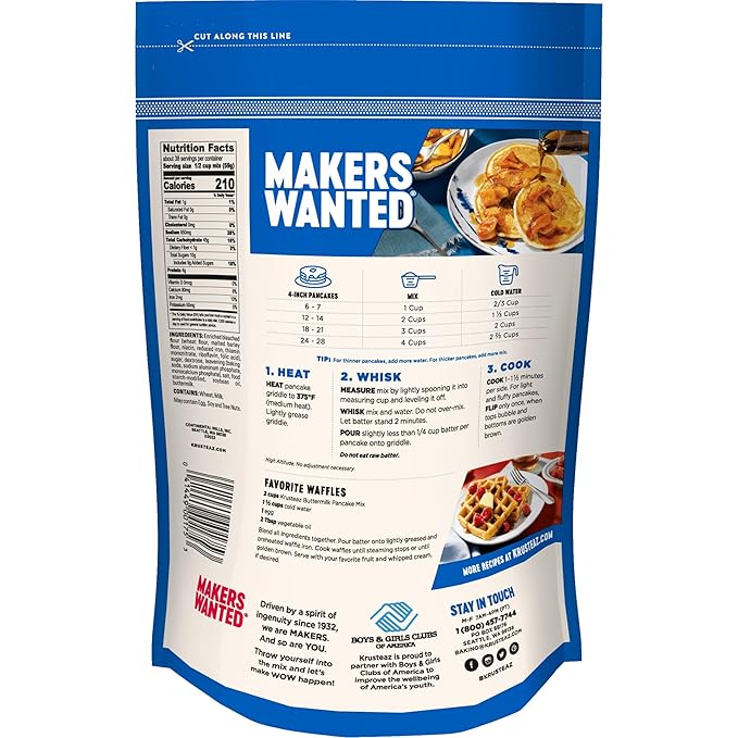 Krusteaz Complete Buttermilk Pancake and Waffle Mix Light &amp Fluffy 5 lb Bags (Pack of 6)