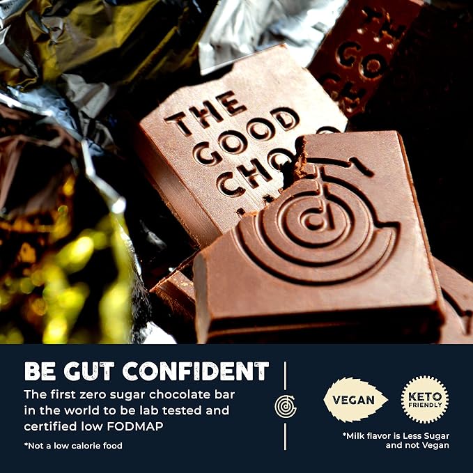 The Good Chocolate - Keto Chocolate Variety Pack Zero Sugar Lower Net Carb Snack Lower Calorie Chocolate Candy Variety Pack 6 Flavors 6 Bar Value Pack