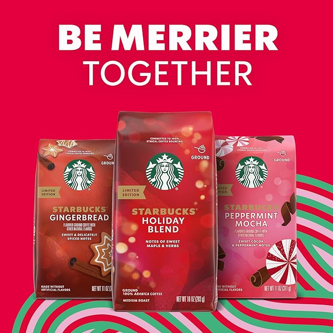 Starbucks Ground Coffee Gingerbread Naturally Flavored Coffee 100% Arabica Limited Holiday Edition 1 Bag (11 Oz)