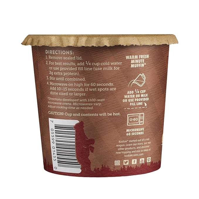 Kodiak Cakes Minute Muffins Cinnamon Roll 2.36 Oz (Pack of 12)