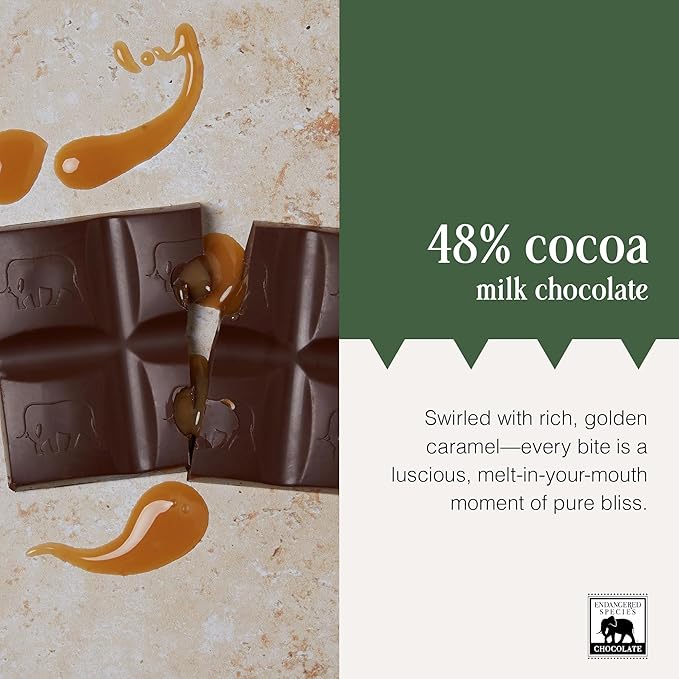 Endangered Species Chocolate Bar 3oz (12 Pack) (Natural 48% Cacao Milk Chocolate w/Caramel)