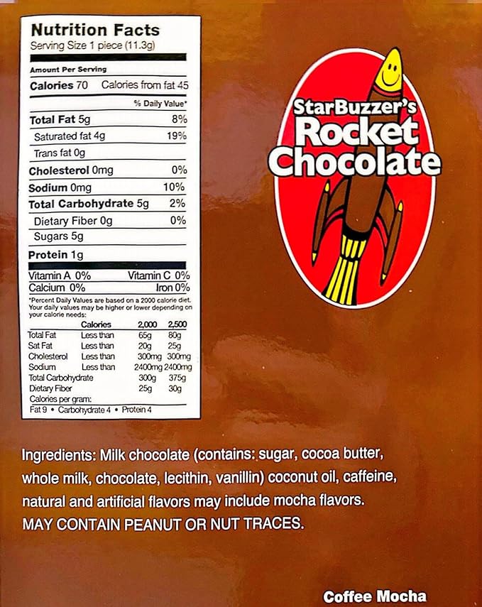 Rocket Chocolate Caffeinated Chocolate Truffles 30 Count (Mocha)