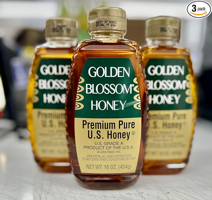 Golden Blossom Premium pure U.S. Honey 16oz Pack of 3
