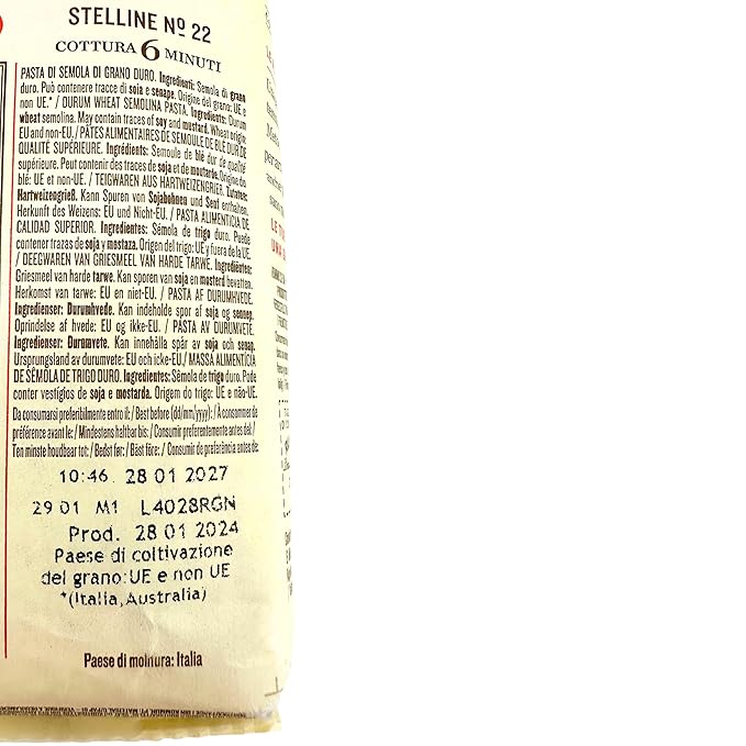 Rummo Stelline Pasta Stars from Italy 1.1 lb. (500g)(Pack of 2) Pastina Pasta Stars - Stellini - Similar to Ditalini Anellini Anelletti - Tubetti Rings - Soup - Tiny Star - Bronze Cut - Slow Dried