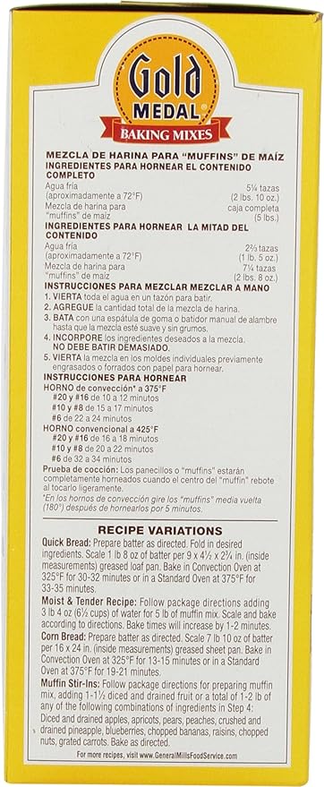 GeneralMills LR/D GOLD MEDAL CORN MUFFIN MIX 6 CASE 5 POUND 5-pounds