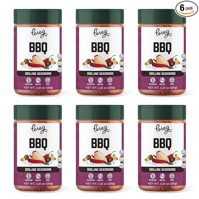 Pereg BBQ Seasoning (4.25 Oz x 6 Pack) with Cumin Coriander Garlic &amp Paprika - Spice Rub for Grilling Barbeque Smoking - Perfect for Meat Fish Chicken Beef - Non-GMO