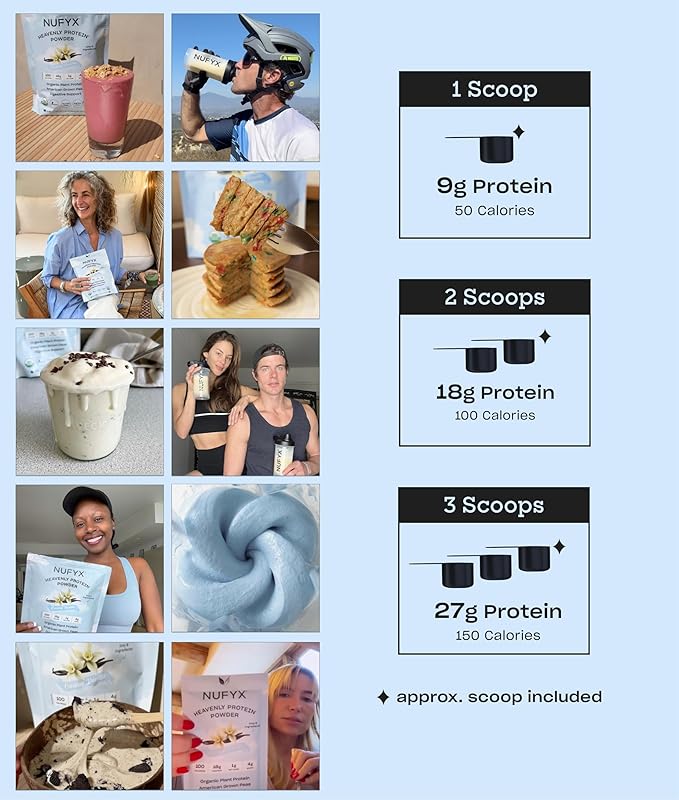 NUFYX® • Heavenly Protein® Powder • World’s Finest 100% Organic American Grown Peas • Vegan • Gluten Free • Low Carb (Creamy Vanilla 20 Scoops)