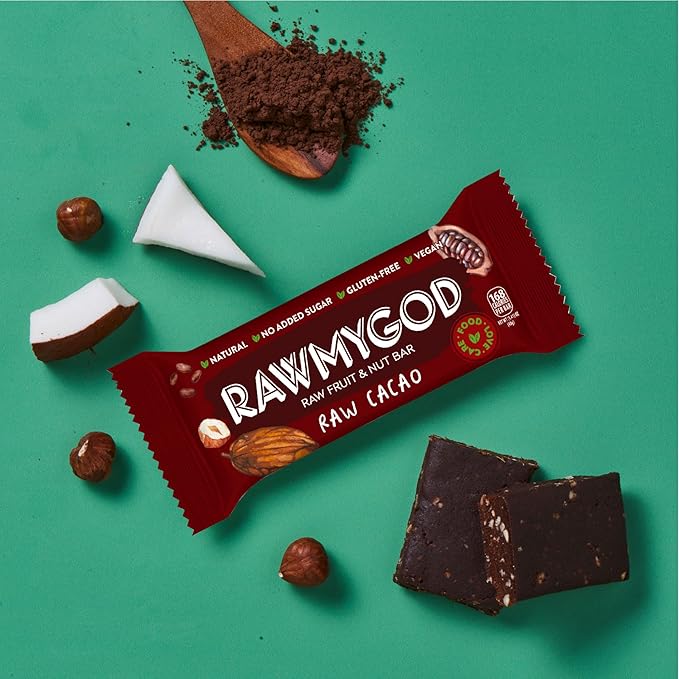 RAWMYGOD Fruit and Nut Bars Gluten Free Vegan No Added Sugar (16 bars Variety Pack I - 4 Raw Cacao 3 Apple &amp Cinnamon 3 Nuts &amp Berries 3 Cherry Peanut 3 Pistachio &amp Cranberry)