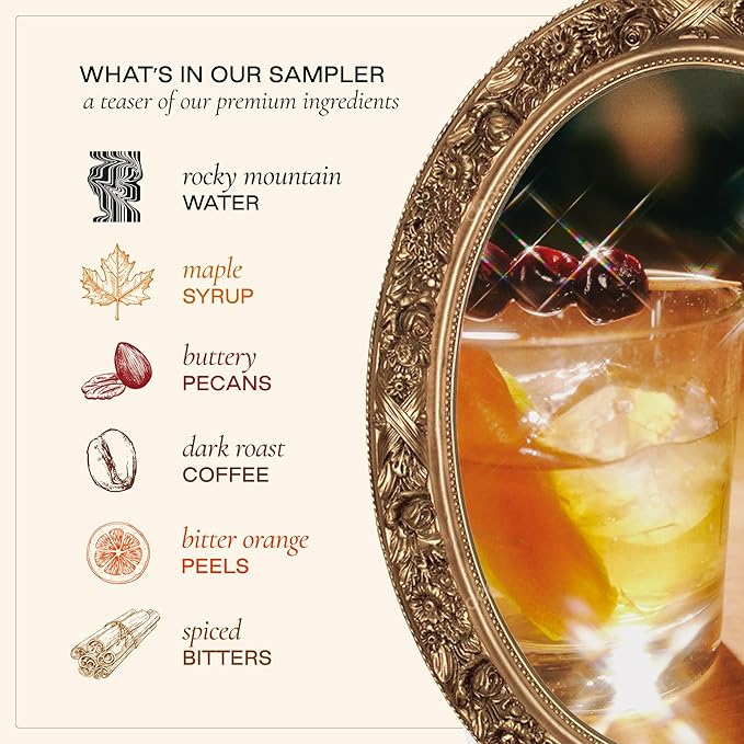 Strongwater Old Fashioned Craft Cocktail Mixer Sample 4 Pack - Makes 16 Cocktails - Handcrafted Old Fashioned Gift Set - Travel-Friendly No Artificial Sweeteners - Just Mix with Bourbon or Whiskey