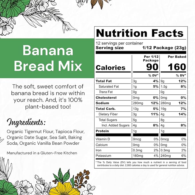 Breakfast Duo - Vegan Pancake &amp Waffle Mix 8.9 Oz Pack and Vegan Banana Bread Mix 10 Oz Pack For Paleo &amp AIP Diets Breakfast Food