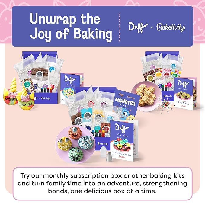 Baketivity x Duff Goldman Monster Cupcakes Kit - Cooking Set with Premeasured Ingredients Decorating Supplies STEM Activities - Perfect for Girls and Boys