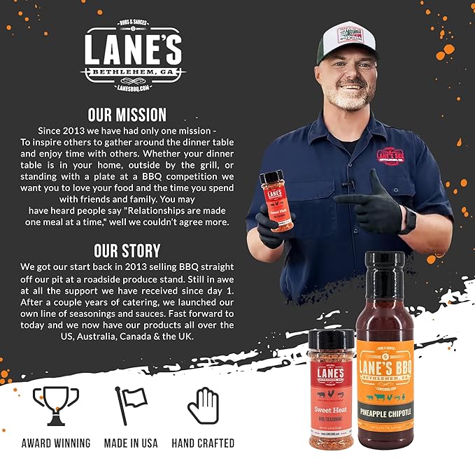 Lane's Pineapple Chipotle BBQ Sauce Bundle with Sweet Heat Rub &amp Seasoning Tropically Inspired Championship Barbecue Sauce for Chicken Made in USA