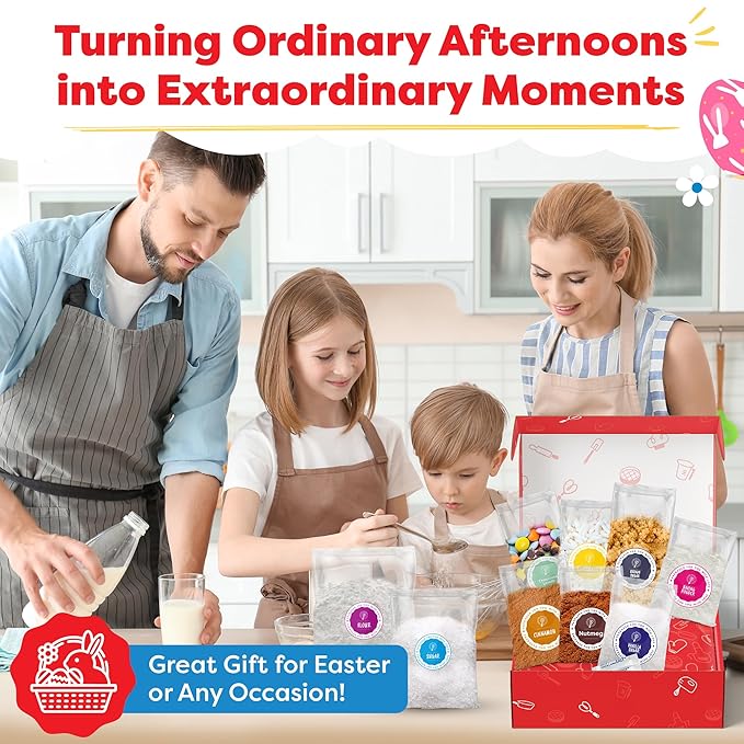 Baketivity Bunny Bum Cake - Kids Baking Kit with Premeasured Ingredients Step-by-Step Instructions STEM Lessons - Cake and Cupcake Decorating Kit for Kids - Cooking and Baking Kit - Best Easter Gift