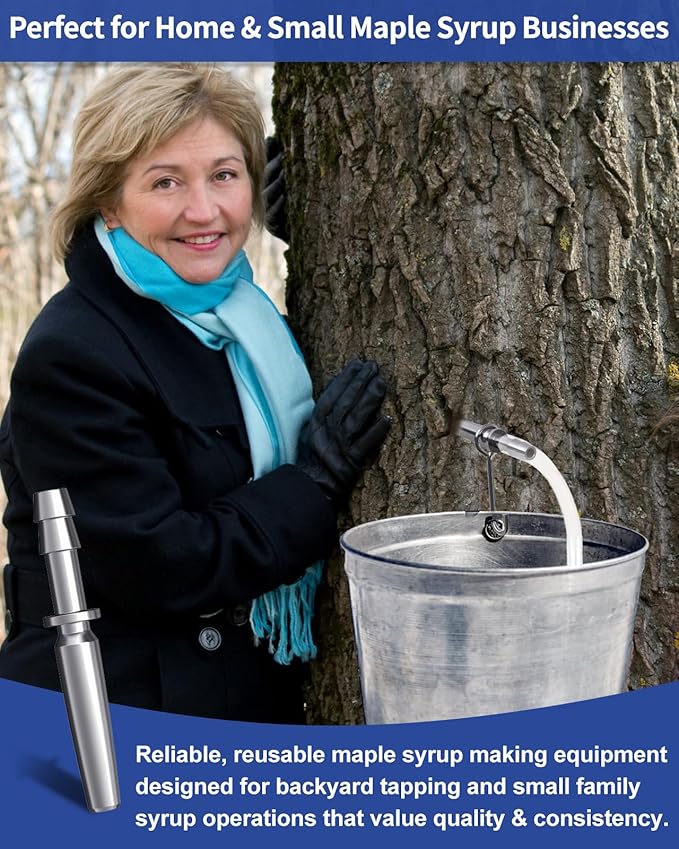 42Pcs Maple Syrup Tapping Kit Maple Tree Tapping Kit with 12 Metal Maple Syrup Spiles 12 Maple Syrup Tubes 12 Hooks 3 Maple Sap Filters Tree Tapping Kit for Maple Syrup Making Equipment