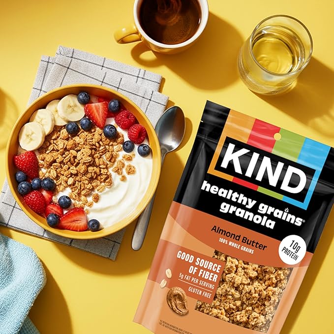 KIND Healthy Grains Clusters Almond Butter Granola 10g Protein Gluten Free 11 Ounce (Pack of 6)